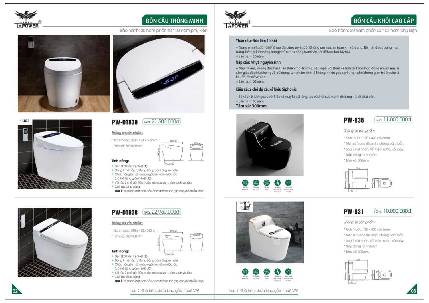 Thiết bị vệ sinh TAPOWER Catalogue và Bảng giá mới nhất /Page 2